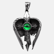 Green Eyes Feather Punk Stainless Steel Men's Pendant