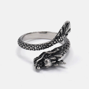 Vintage Chinese Dragon Design Stainless Steel Ring