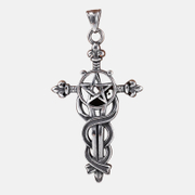 Colgante de cruz de acero inoxidable con pentagrama vikingo