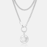 Vintage Round Crown Stainless Steel Necklace
