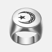 Retro Moon Star Stainless Steel Ring