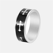 Bague en acier inoxydable avec croix punk