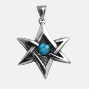 Star of David Turquoise Stainless Steel Pendant