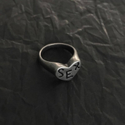 Retro SEX Heart Sterling Silver Ring
