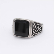 Vintage Square Stone Stainless Steel Ring