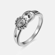 Smiley Sun Moon Stainless Steel Engagement Ring