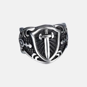 Punk Shield Sword Stainless Steel Ring