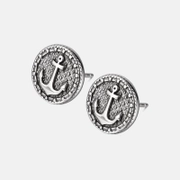 Simple Round Ship Anchor Stainless Steel Earrings