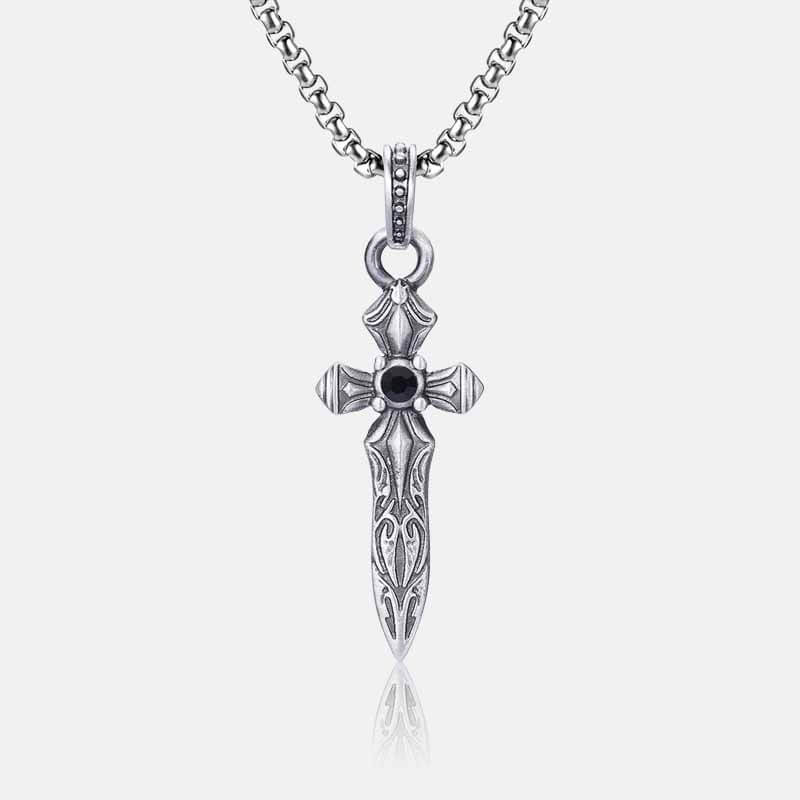 Vintage Great Sword Stainless Steel Cross Necklace - Rock & Spark