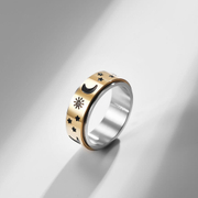Rotating Sun Moon Star Stainless Steel Ring