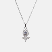 Simple Rose Stainless Steel Projection Necklace