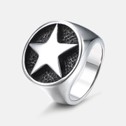 Vintage Pentagram Stainless Steel Men's Ring