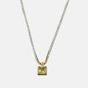 Square CZ Stone Stainless Steel Necklace