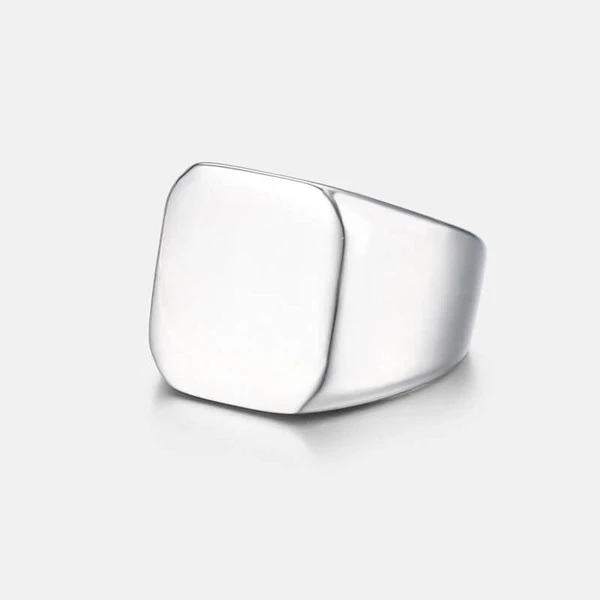 Mens Ring Silver Polished Signet Ring Mens Stainless Steel Ring