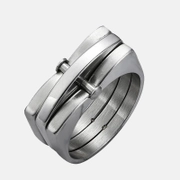 Fashion Bolt Three-Layer Stainless Steel Ring