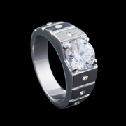 Bague de mariage en acier inoxydable avec diamants pour couple