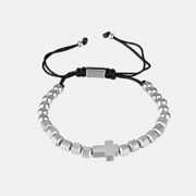 Bracelet de perles en acier inoxydable avec croix élégante