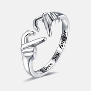 Geste Liebe Herz Buchstabe Offener Ring aus Sterlingsilber