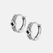 Punk Geometric Pattern Zircon Stainless Steel Earrings