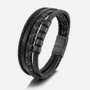 Beaded Multi-layer Braided Stainless Steel Leather Bracelet