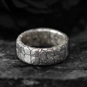 Cracked Sterling Silver Men's Couple Ring