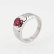 Minimalist Gem-set Stainless Steel Engagement Ring