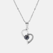 Simple Love Projected Zircon Stainless Steel Necklace
