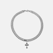 Double Stacked Stainless Steel Cross Necklace
