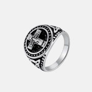 Bague vintage en acier inoxydable avec croix de Jésus et nœud celtique