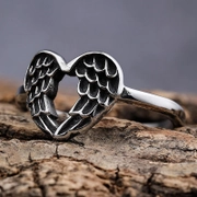 Heart Angel Wing Stainless Steel Ring