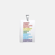 Rainbow English Letters Stainless Steel Square Pendant