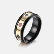Playing Card Design Stainless Steel Spinner Band Ring
