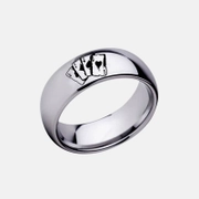 Simple Poker Card Pattern Stainless Steel Ring