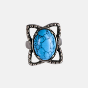 Vintage Gemstone Inlaid Stainless Steel Ring