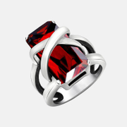 Red CZ Stainless Steel Ring