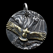 Coin Golden Eagle Sterling Silver Men's Pendant