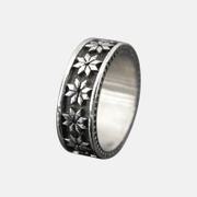 Vintage Daisy Pattern Stainless Steel Ring