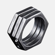 Retro Hexagonal Folding Stainless Steel Men's Ring