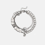 Double Layer Stainless Steel Bracelet Necklace Set