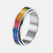Rainbow Flag LGBT Stainless Steel Spinner Band Ring