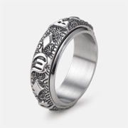 Six-Character Mantra Stainless Steel Spinner Ring