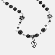 Smiley-Musiknote-Perlenkette aus Edelstahl
