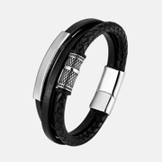 Multi-layer Leather Cord Braided Stainless Steel Men's Bracelet
