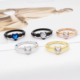 Promise Heart Stone Stainless Steel Engagement Ring