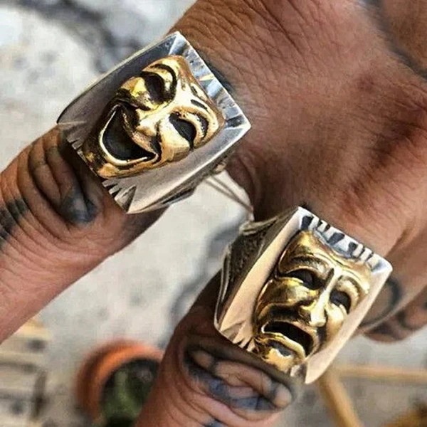 Cry Laugh Sterling Silver Clown Ring - Rock & Spark