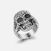 Bague en acier inoxydable avec crâne et motif pavé punk