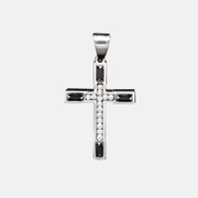 Pendentif croix en acier inoxydable serti de diamants personnalisés