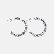 Simple Twisted Design Stainless Steel C-Shaped Earrings