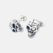 Boucles d'oreilles tête de mort punk en acier inoxydable