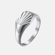 Shell Pattern Heart-shaped Stainless Steel Ring